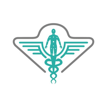 health symbol logo design and peopleのイラスト素材