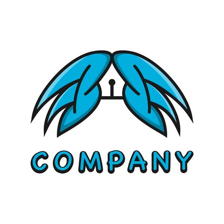 wing logo and pen design templateのイラスト素材