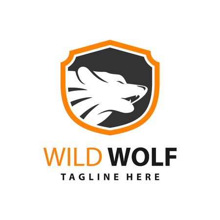 wolf shield logo design templateのイラスト素材