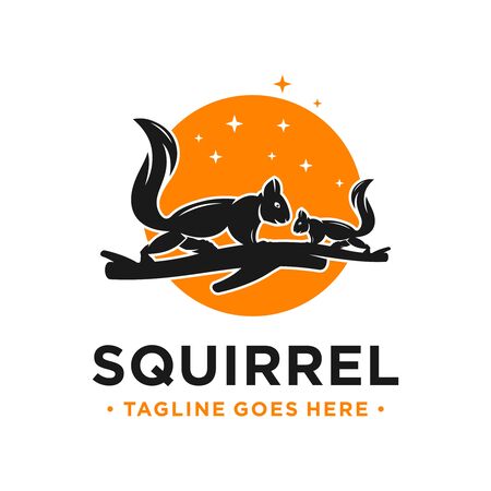 squirrel and circle logo design templateのイラスト素材