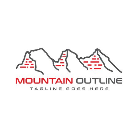 three mountain outline logo designのイラスト素材