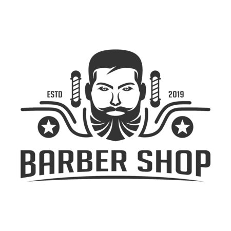 vintage barber logo design for menのイラスト素材