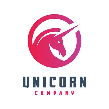 Circular Unicorn horse logo designのイラスト素材