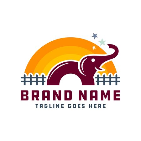 cute elephant animal logo designのイラスト素材
