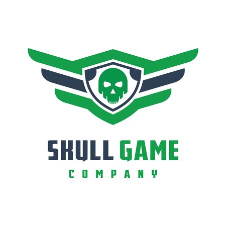 Digital skull game logo designのイラスト素材