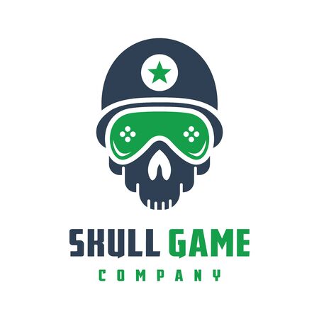 Digital skull game logo designのイラスト素材