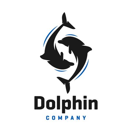 design of dolphin logo in the seaのイラスト素材