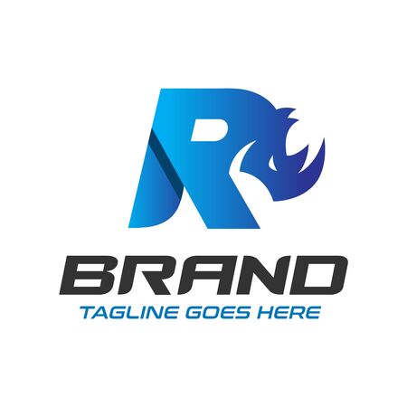 rhinoceros logo design with the letter Rのイラスト素材