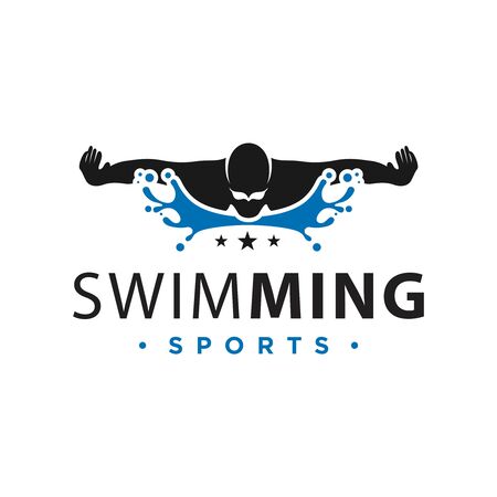 vector logo design swimming in water sportsのイラスト素材