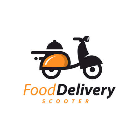 logo design food delivery with a scooterのイラスト素材