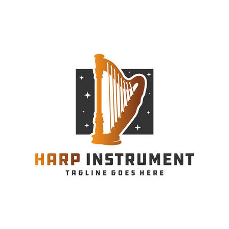 harp musical instrument logo designのイラスト素材