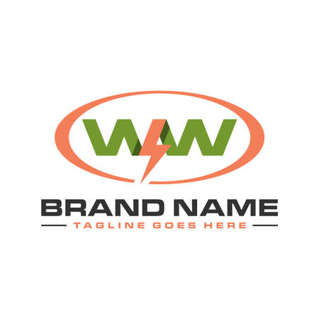 electrical industry illustration logo design with letter WWのイラスト素材