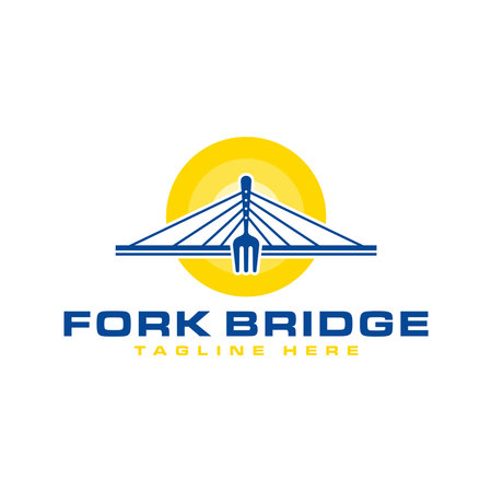 fork bridge illustration logo design your companyのイラスト素材
