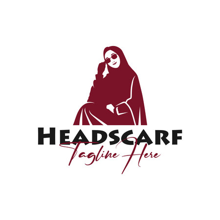 muslim woman vector illustration logo designのイラスト素材