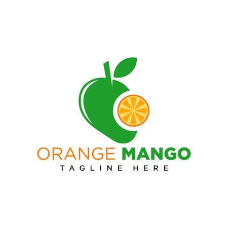orange mango fruit vector illustration logo designのイラスト素材