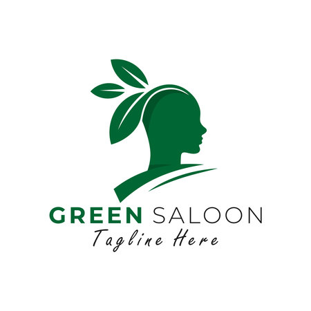 green salon vector illustration logo designのイラスト素材