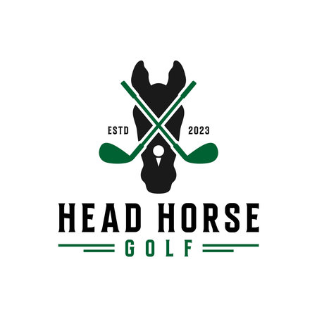 horse head golf illustration logo designのイラスト素材