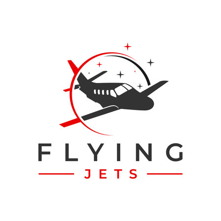 flying jet transportation illustration logo designのイラスト素材