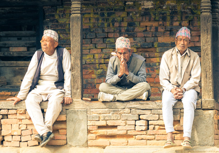 Bhaktapur,Nepal - Nov 2015: Local people of Bhaktapur are having rest in afternoon after their Lunch.のeditorial素材