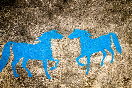 Texture or backgrounds of painted Horse on the cemented wall.の写真素材
