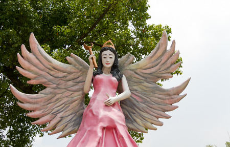 Statue of an Angel  looking down in Kathmandu,Nepal.の写真素材