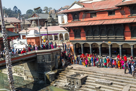 Kathmandu,Nepal - Feb 24,2017: People in Mahashivatri Festival at Pashupatinath Temple,Kathmandu,Nepal.のeditorial素材