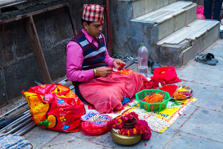 Kathmandu,Nepal - July 28,2017: Hindus in Nepal and elsewhere were celebrated Janai Purnima on Friday.On this day, men from Hindu faith changed their Janai, the sacred thread, apart from performing rituals in temples. People also received Rakshya Bandhan のeditorial素材
