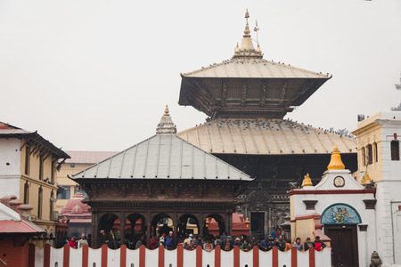 Kathmandu,Nepal - Feb 12,2018: Pilgrims,Visitors at Pashupatinath Temple at Mahashivaratri Festival.のeditorial素材