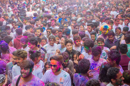 Kathmandu Nepal -Mar 1,2018: Hol is a Hindu spring festival celebrated mainly in Nepal and...