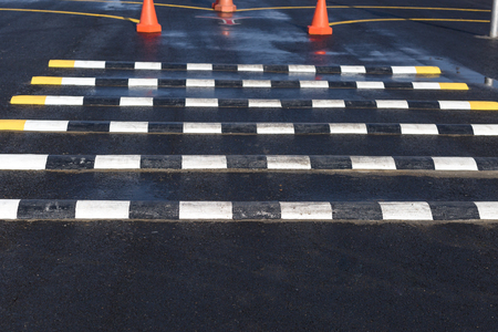 Pedestrian zebra crossing traffic sign. Road sign of zebra crosswalk on the road.の写真素材