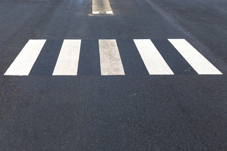 Pedestrian zebra crossing traffic sign. Road sign of zebra crosswalk on the road.の写真素材