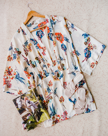 Set of Fashionable clothes,accessories collage for woman on wooden backgroundの写真素材
