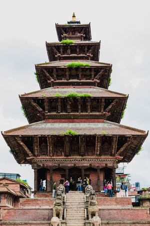 Bhaktapur,Nepal - August 4,2018 : Foreign Toursits at Nyatapola temple in bhaktapur Nepal.のeditorial素材