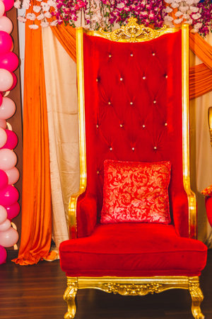 Wedding Stage for Bride and Bridegrooms  with Normal Decorations and Sofas.