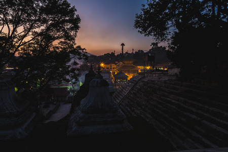 Kathmandu,Nepal - Oct 8,2018:View of Pashupatinath Temple at Night.It  is one of the holiest hindu temple in the world.のeditorial素材