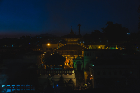 Kathmandu,Nepal - Oct 8,2018:View of Pashupatinath Temple at Night.It  is one of the holiest hindu temple in the world.のeditorial素材