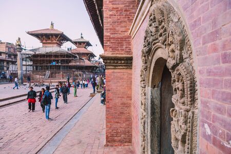 Kathmandu,Nepal - Oct 26,2018 : Patan Temple,Patan Durbar Square is situated at the centre of Lalitpur ,Nepal. It is one of the three Durbar Squares in the Kathmandu Valley, all of which are UNESCO World Heritage Sites.のeditorial素材