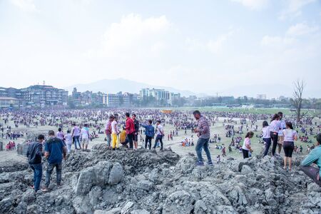Holi The Festival of Colors Celebration in Tundikhel Kathmandu Nepalのeditorial素材