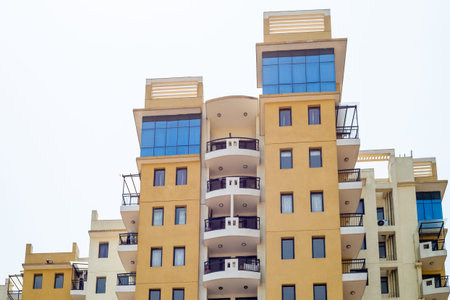 Kathmandu,Nepal - April 15,2018: High rise asian architecture,Super modern skyscraper apartment...