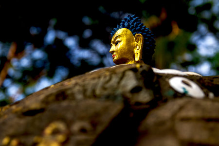 Closeup of Buddha Statue in Kathmandu, Nepal.Buddha Statue. Buddhism, compassionate.Selective focus...