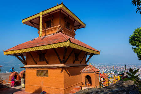 Kathmandu,Nepal - June 14,2019: Jalpadevi Temple of Chovar,Kathmandu Nepal.Tourist Travel Destinations in Kathmandu.Places to visit in Kathmandu.のeditorial素材