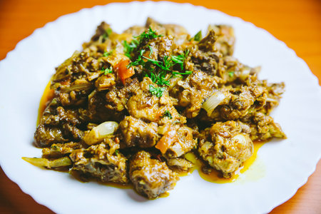 Dry Chicken cooked in a Nepali Style. Asian foodの写真素材