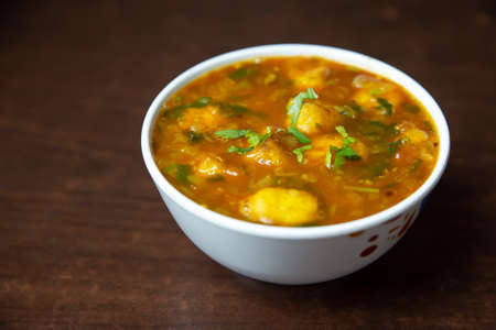 Famous Indian Nepali Potato Curry or Bhaji. Especially it is served with Puri. Puri Bhaji Recipeの写真素材
