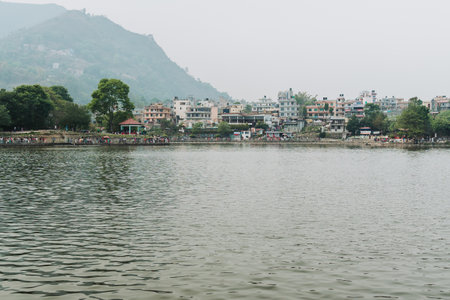 KRITIPUR, NEPAL - April 14, 2023: View of Taudaha lake in kritipur near kathmandu. Nowadays, It has been one of the most popular places for tourists to visit when in kathmandu.のeditorial素材