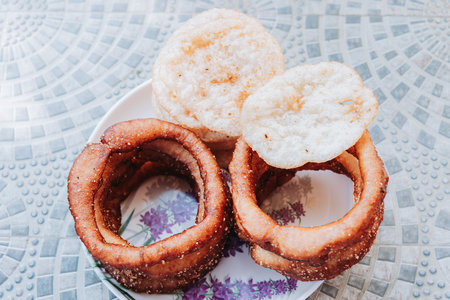 Sel Roti Nepali Sweet Bread made from rice flour.の写真素材