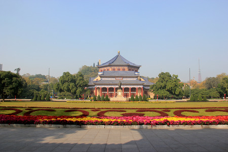 Sun Yat-Sen Memorial Hall, designed by Lu Yanzhi and built with funds raised by local and overseas Chinese people in memory of Sun Yat-Sen,  in Guangzhou, Chinaのeditorial素材