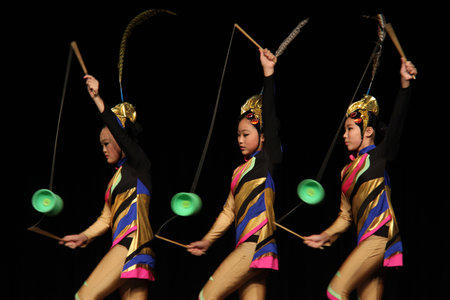 Pomona, California, USA - September 15, 2014: Chinese acrobats are performing acrobatics at LA...