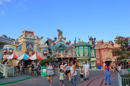 Anaheim, California, USA - May 30, 2014: Mickey\'s Toontown, based on a 1930s cartoon aesthetic, is home to Disney\'s most popular cartoon characters at Disneyland.のeditorial素材