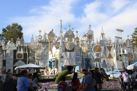 Anaheim, California, USA - May 30, 2014: It\'s a Small World, located at Fantasyland, Disneyland, is an old mill boat ride featuring over 300 brightly costumed audio-animatronic dolls in the style of children of the world.のeditorial素材