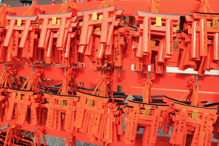 Wishing Wooden Torii at Fushimi Inari Shrine, an important Shinto shrine, in Southern Kyoto, Japanのeditorial素材